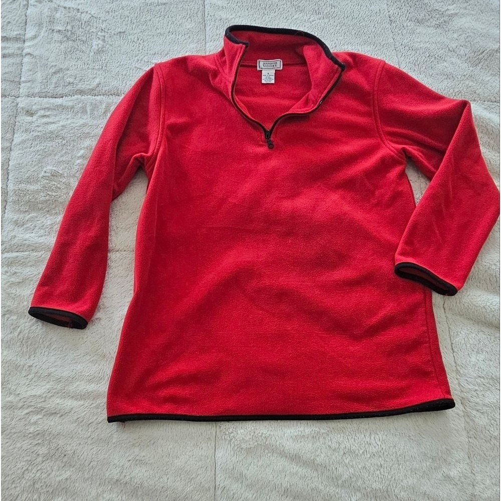 Jennifer Moore Fleece Women's 1/4 Zip Red Quarter-Zip Fleece Pullover. Small